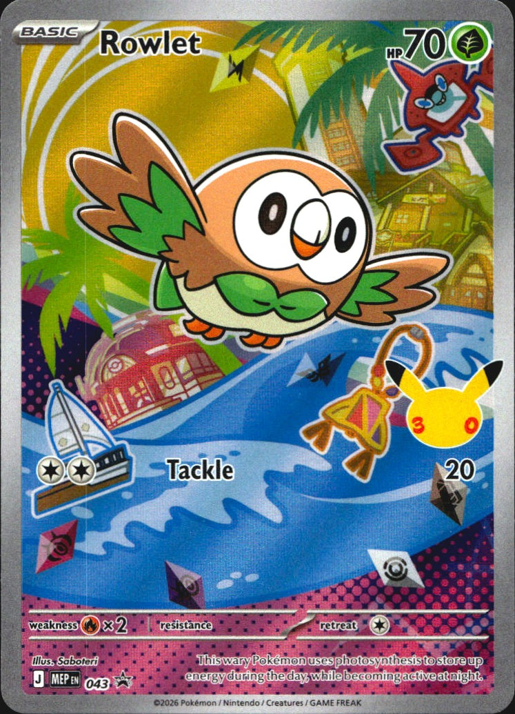 Rowlet 043 Holo Promo ME: Mega Evolution Promo Pokemon Near Mint