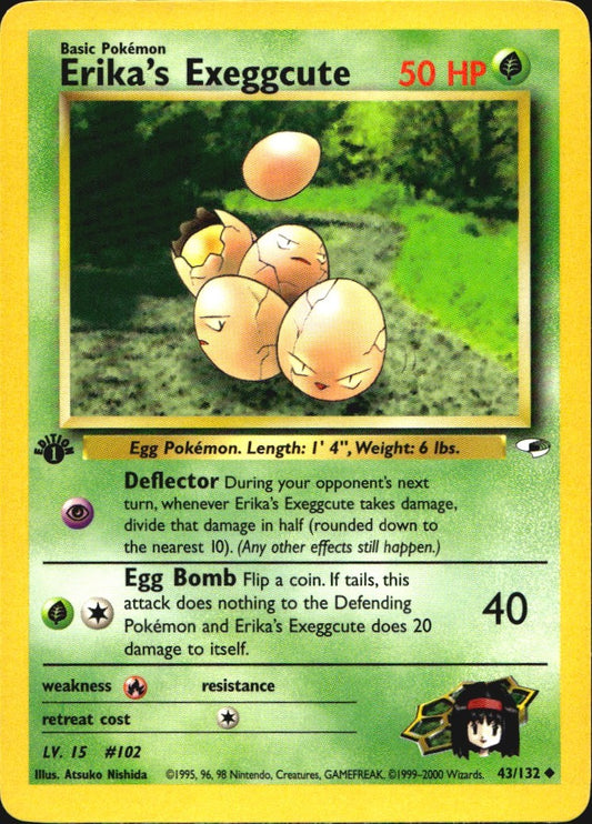 Erika's Exeggcute 43/132 Gym Heroes Uncommon Pokemon 1st Edition Near Mint