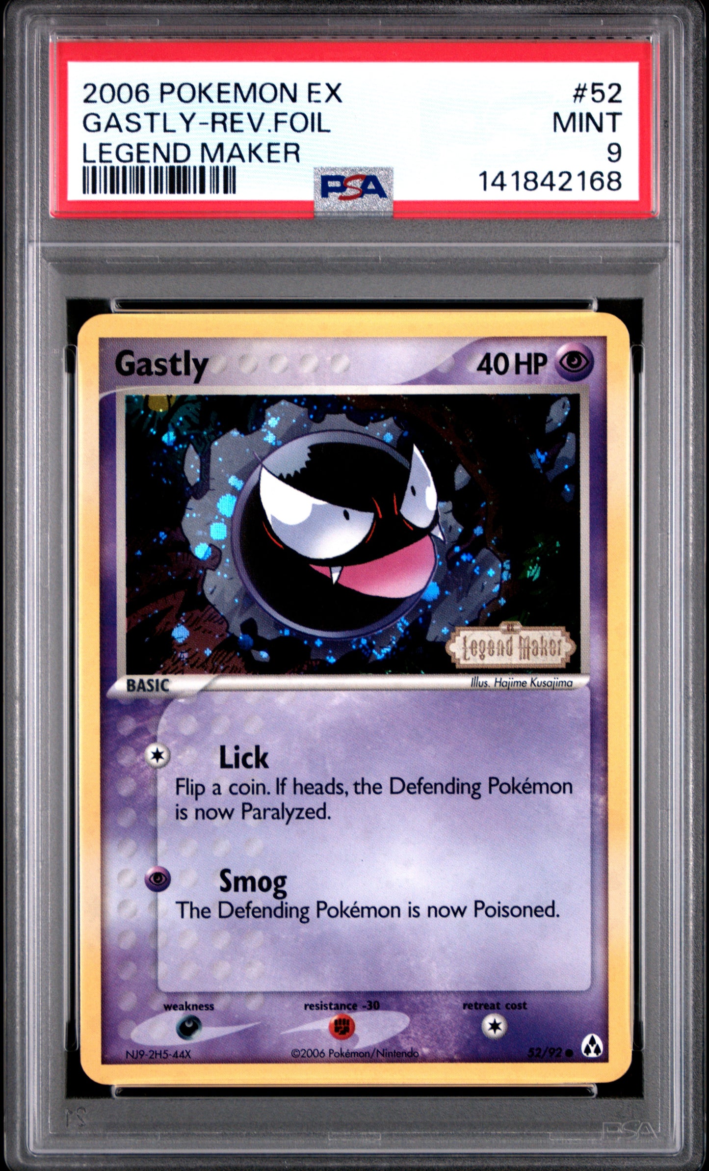 Gastly Reverse Holo 52/92 Legend Maker Pokemon PSA 9