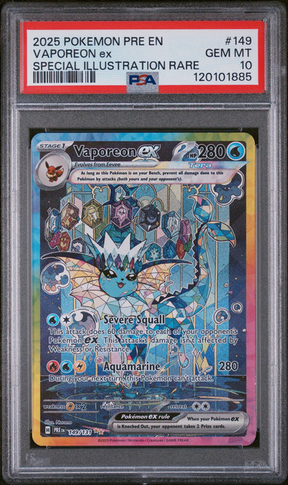Vaporeon EX 149/108 Special Illustration Rare Pokemon PSA 10