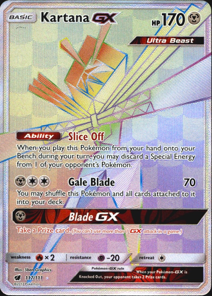 Kartana GX 117/111 Crimson Invasion Rainbow Rare Pokemon Holo Near Mint