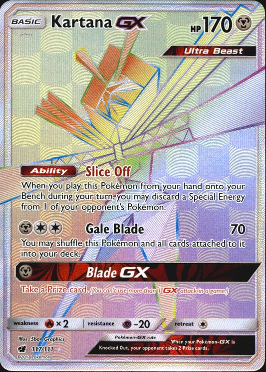 Kartana GX 117/111 Crimson Invasion Rainbow Rare Pokemon Holo Near Mint