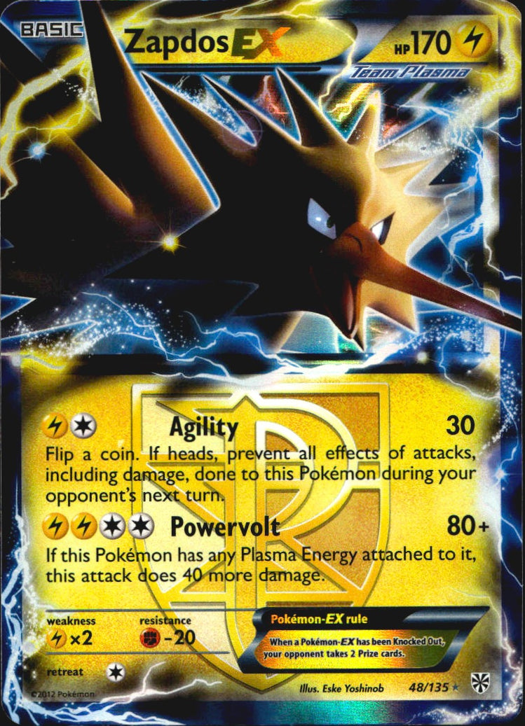 Zapdos EX 48/135 Plasma Storm Holo EX Rare Pokemon Near Mint