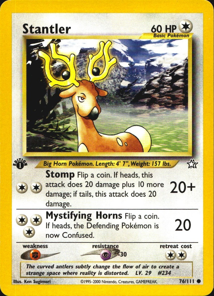 Stantler 76/111 Common Neo Genesis Pokemon 1st Edition Near Mint