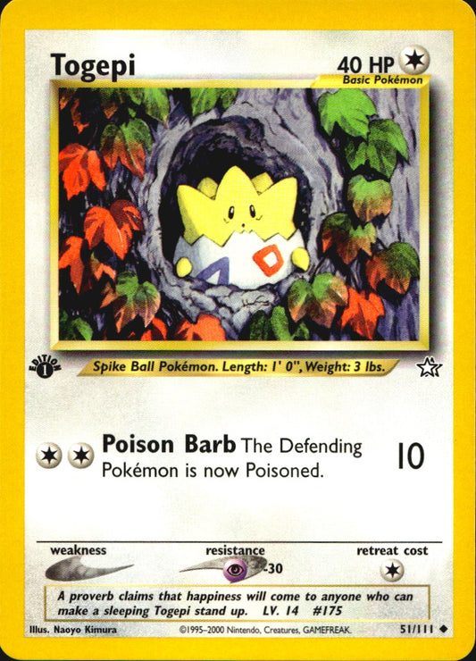 Togepi 51/111 Neo Genesis Uncommon Pokemon 1st Edition Near Mint