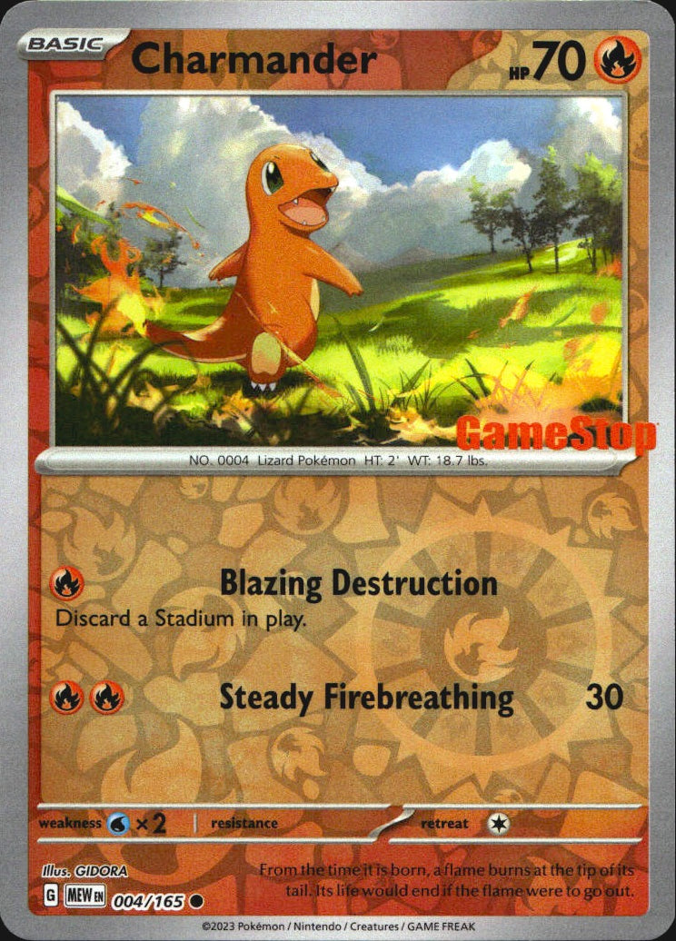Charmander GameStop 004/165 151 Pokemon Reverse Holo NM