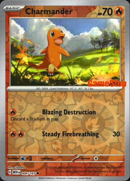 Charmander GameStop 004/165 151 Pokemon Reverse Holo NM