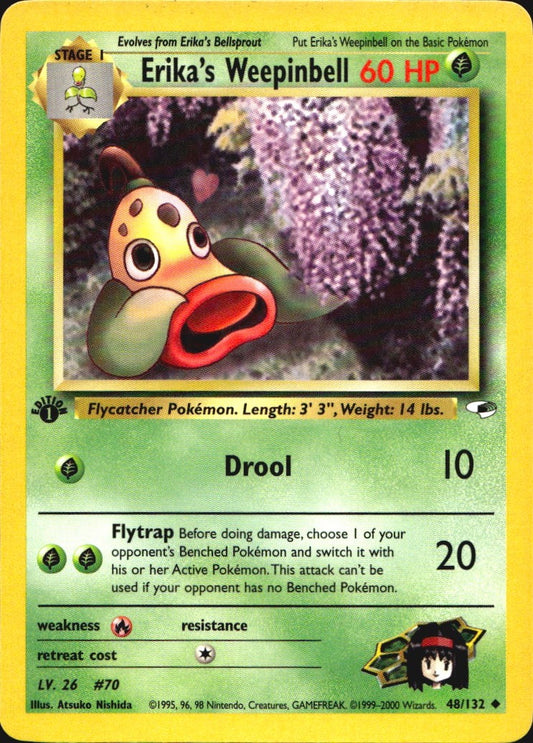 Erika's Weepinbell 48/132 Gym Heroes Uncommon Pokemon 1st Edition Near Mint