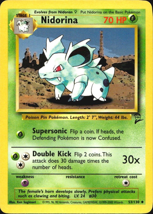 Nidorina 53/130 Base Set 2 Uncommon Pokemon Near Mint