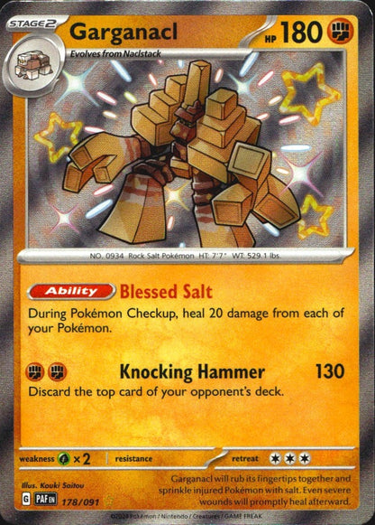 Garganacl 178/091 Paldean Fates Shiny Rare Pokemon Holo Near Mint