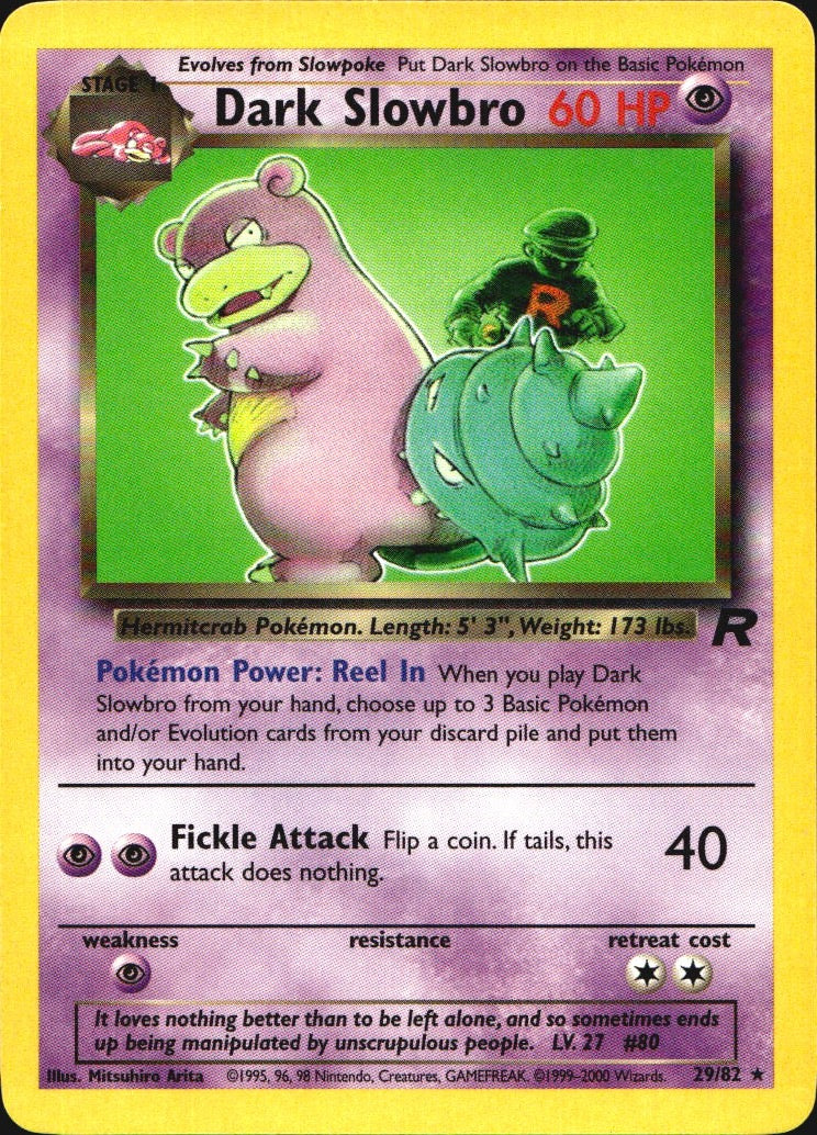 Dark Slowbro 29/82 Rare Team Rocket Pokemon Near Mint