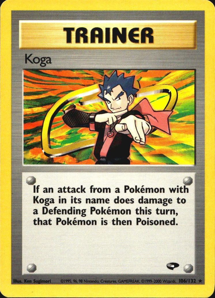 Koga 106/132 Gym Challenge Rare Pokemon 1st Edition Near Mint