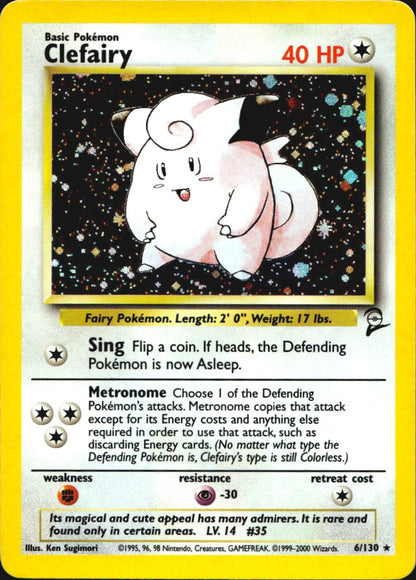 Clefairy 6/130 Holo Rare Base Set 2 Pokemon Near Mint