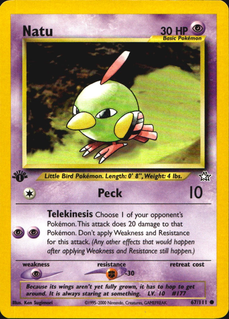 Natu 67/111 Common Neo Genesis Pokemon 1st Edition Near Mint