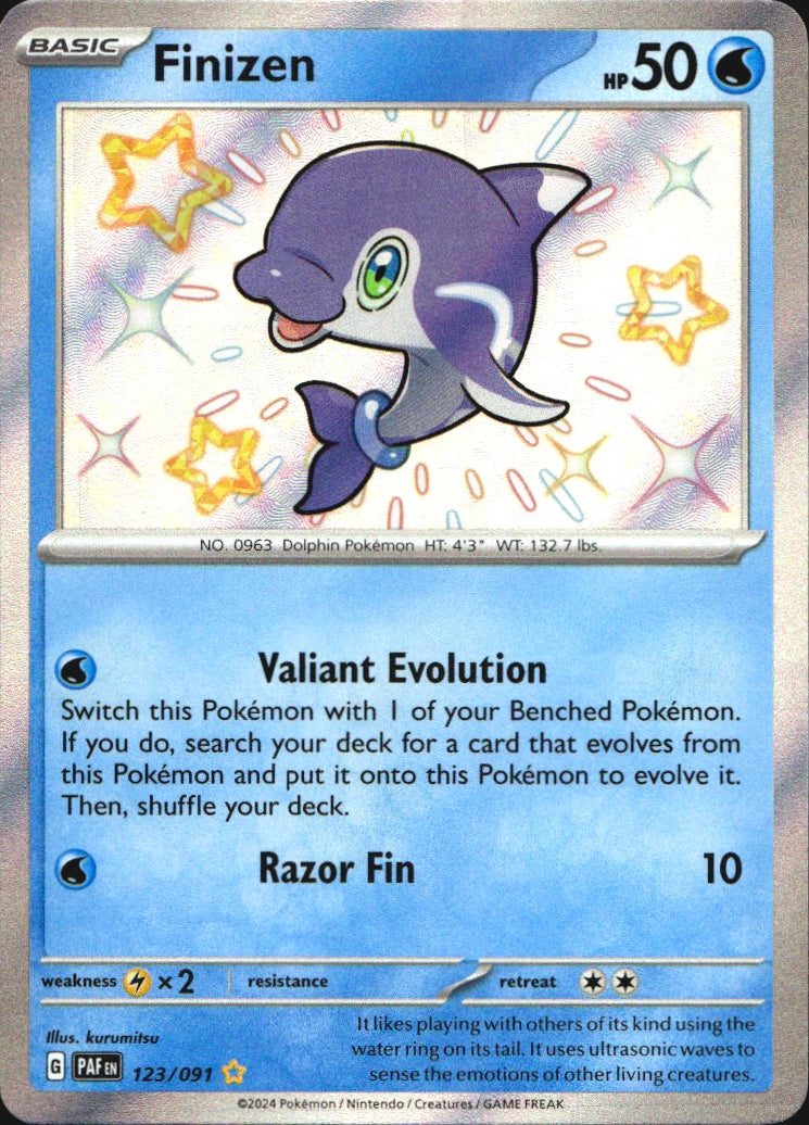 Finizen 123/091 Shiny Rare Paldean Fates Pokemon Near Mint