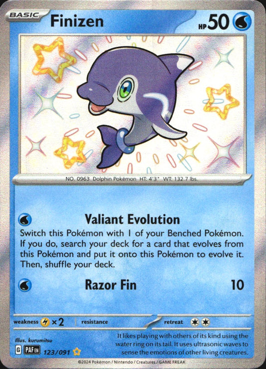 Finizen 123/091 Shiny Rare Paldean Fates Pokemon Near Mint