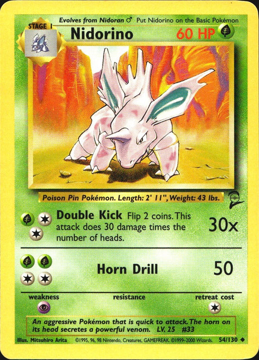 Nidorino 54/130 Base Set 2 Uncommon Pokemon Near Mint
