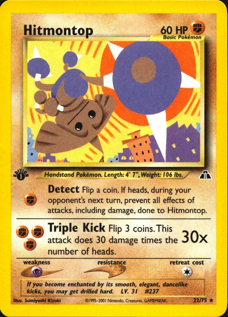 Hitmontop 22/75 Neo Discovery Rare Pokemon 1st Edition Near Mint