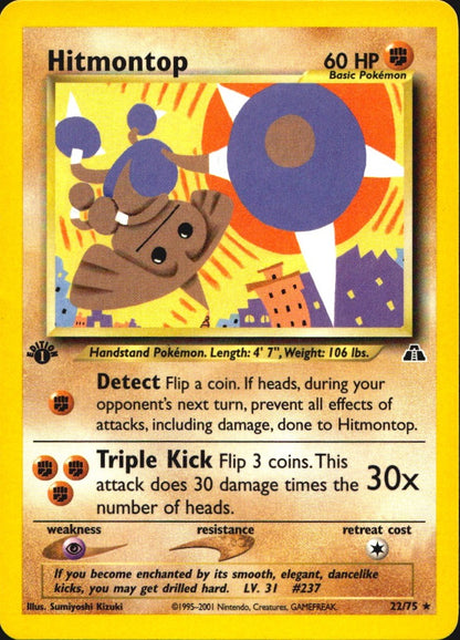 Hitmontop 22/75 Neo Discovery Rare Pokemon 1st Edition Near Mint