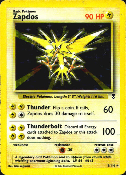 Zapdos 19/110 Holo Rare Legendary Collection Pokemon Moderately Played