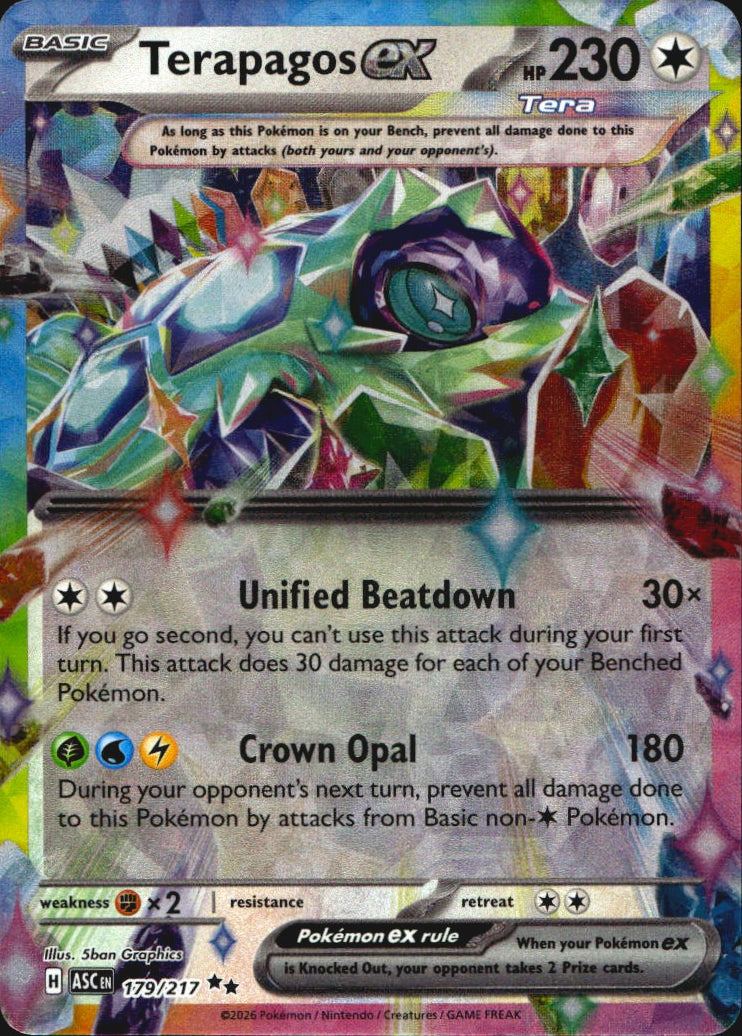 Terapagos ex 179/217 Ascended Heroes Double Rare Pokemon Holo Near Mint