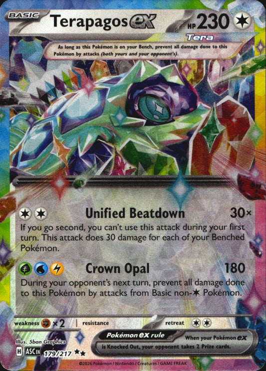 Terapagos ex 179/217 Ascended Heroes Double Rare Pokemon Holo Near Mint