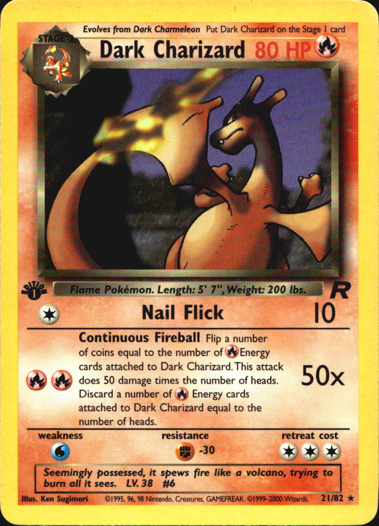Dark Charizard 21/82 Team Rocket Rare Pokemon 1st Edition Lightly Played