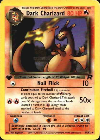 Dark Charizard 21/82 Team Rocket Rare Pokemon 1st Edition Lightly Played