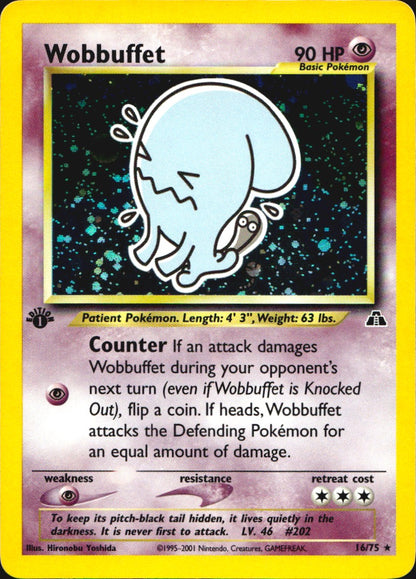 Wobbuffet 16/75 Rare Neo Discovery Pokemon 1st Edition Holo Near Mint