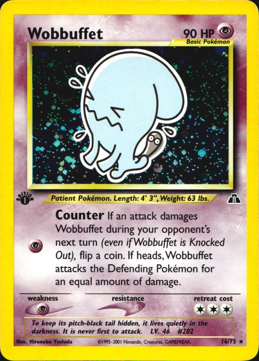 Wobbuffet 16/75 Rare Neo Discovery Pokemon 1st Edition Holo Near Mint