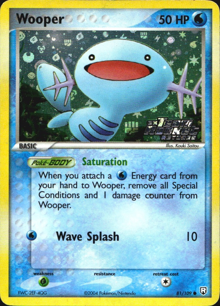 Wooper 81/109 Team Rocket Returns Common Pokemon Reverse Holo Lightly Played