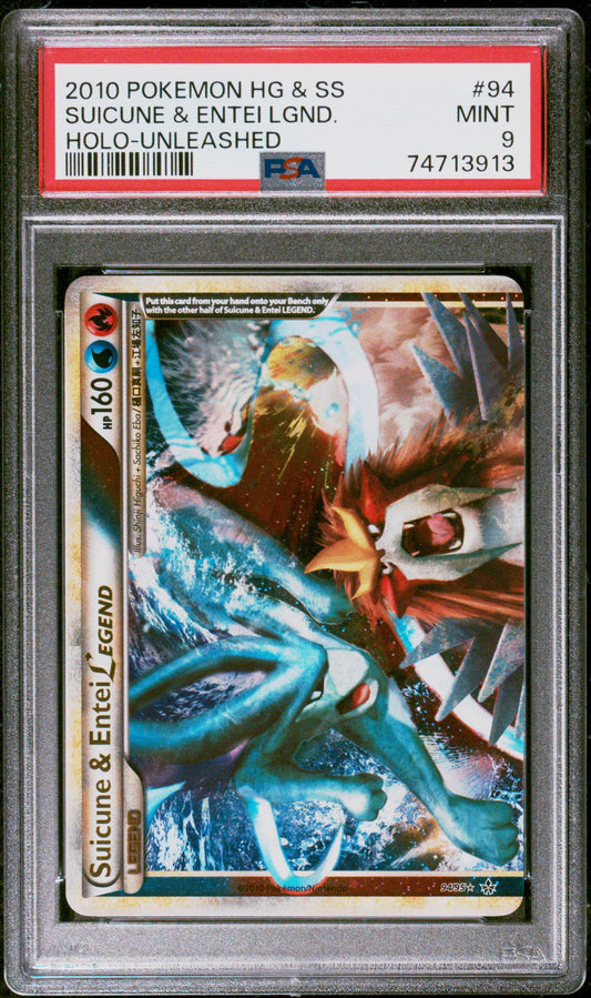 Suicune & Entei Legend Holo 94/123 Pokemon PSA 9