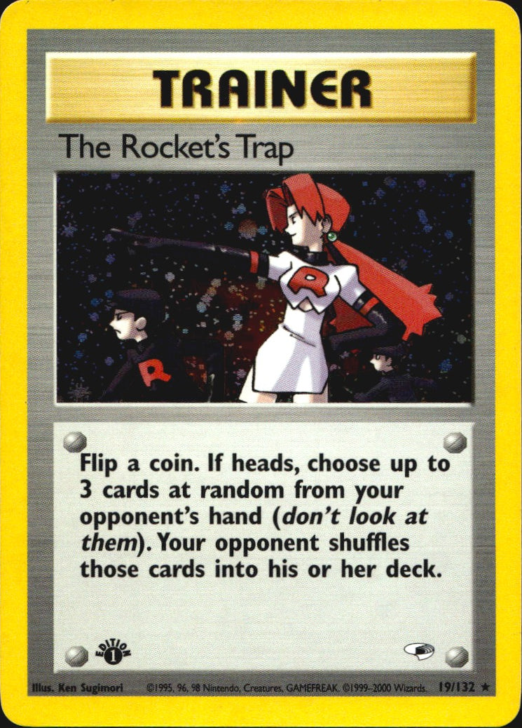 The Rocket's Trap 19/132 Rare Gym Heroes Pokemon 1st Edition Holo Near Mint