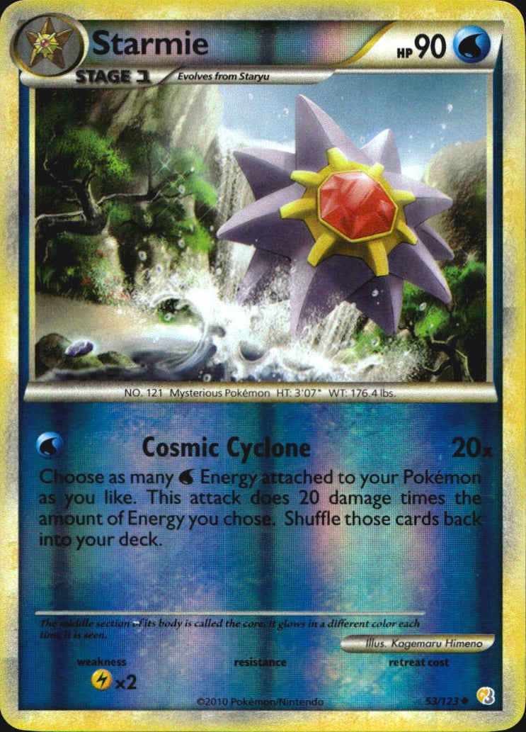 Starmie 53/123 HeartGold & SoulSilver Uncommon Pokemon Reverse Holo Near Mint