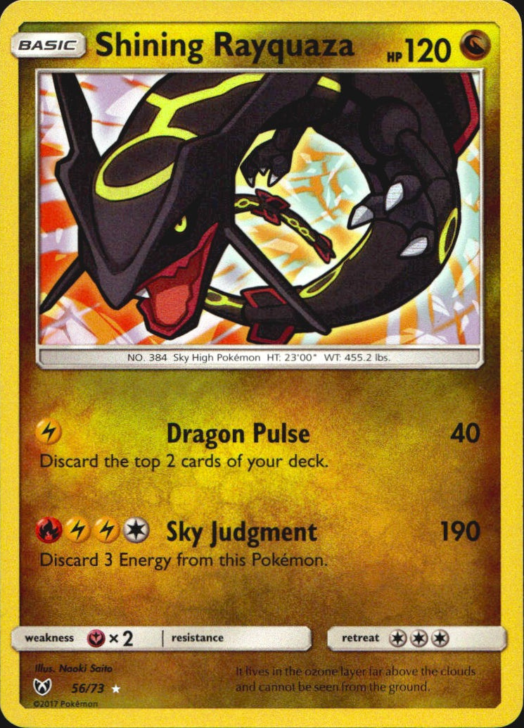Shining Rayquaza 56/73 Shining Legends Rare Shining Pokemon Holo Near Mint