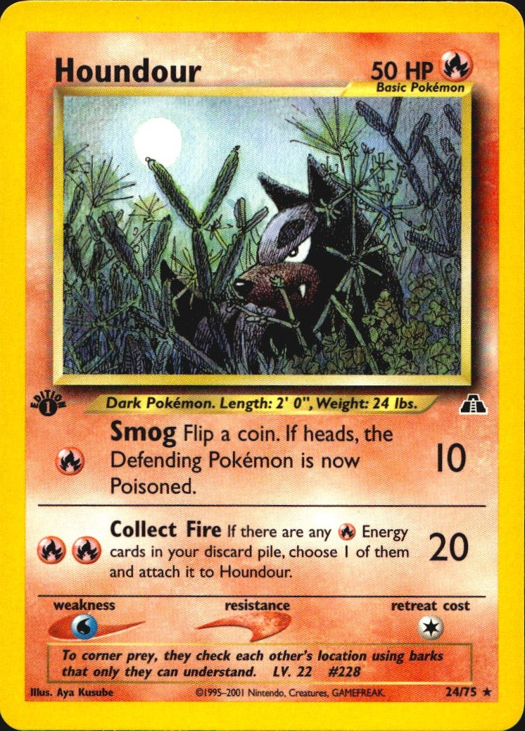 Houndour 24/75 Neo Discovery Rare Pokemon 1st Edition Near Mint