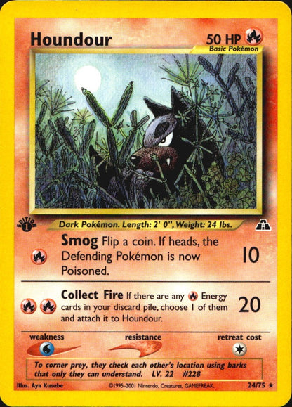 Houndour 24/75 Neo Discovery Rare Pokemon 1st Edition Near Mint