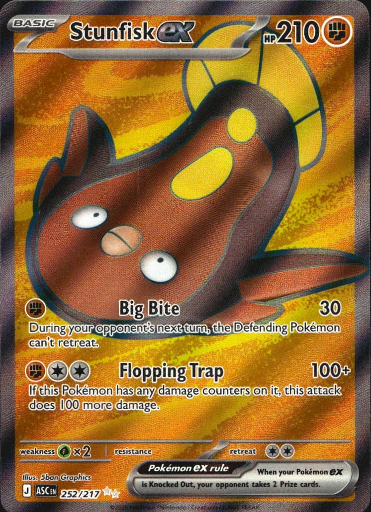 Stunfisk ex 252/217 Ascended Heroes Ultra Rare Pokemon Holo Near Mint
