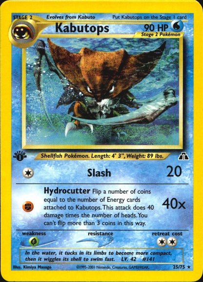 Kabutops 25/75 Neo Discovery Rare Pokemon 1st Edition Near Mint