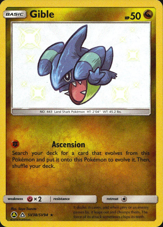 Gible SV38/SV94 Shiny Rare Hidden Fates Shiny Vault Pokemon Near Mint