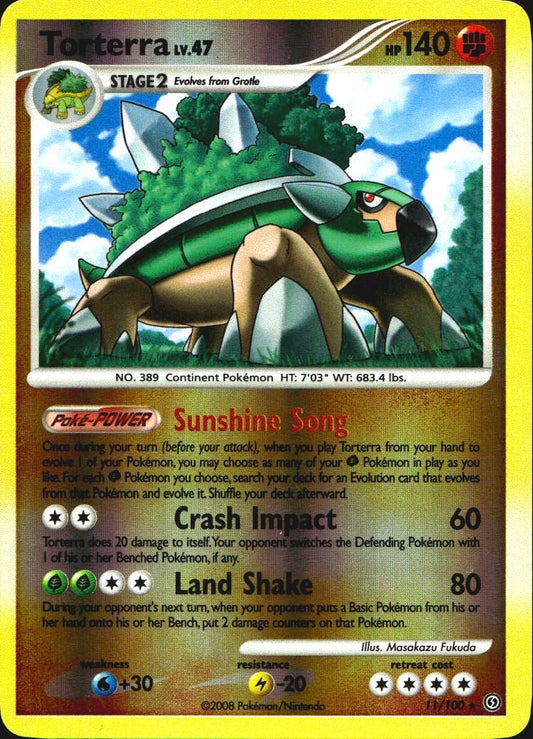 Torterra 11/100 Stormfront Rare Pokemon Reverse Holo Near Mint