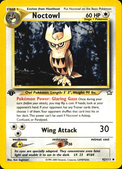Noctowl 42/111 Uncommon Neo Genesis Pokemon 1st Edition Near Mint