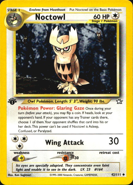 Noctowl 42/111 Uncommon Neo Genesis Pokemon 1st Edition Near Mint