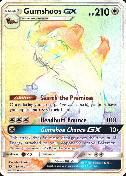 Gumshoos GX (Secret) 157/149 SM Base Set Holo Secret Rare Pokemon Near Mint