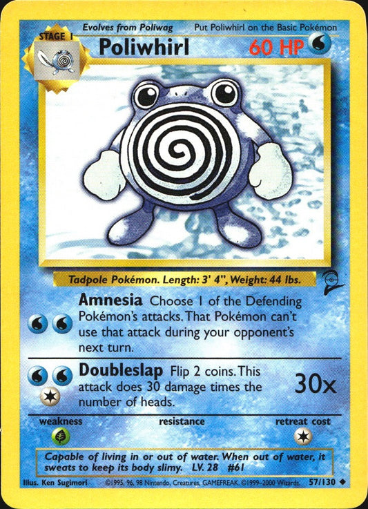 Poliwhirl 57/130 Base Set 2 Uncommon Pokemon Near Mint