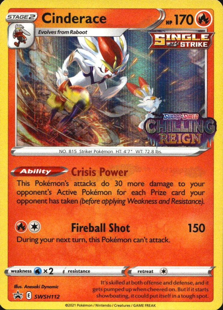 Cinderace (Prerelease) SWSH112 Holo Promo Sword & Shield Promo Pokemon Near Mint