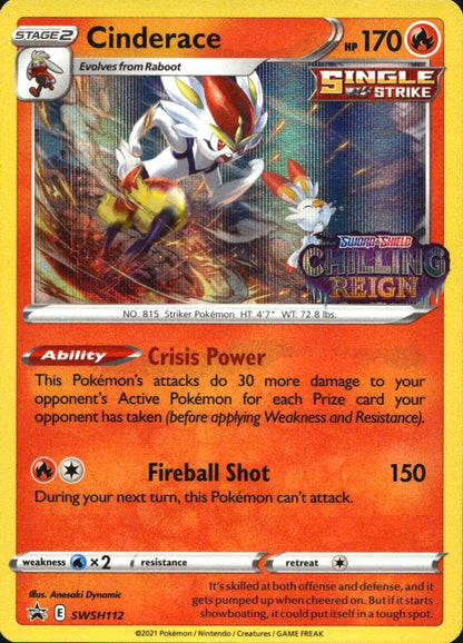 Cinderace (Prerelease) SWSH112 Holo Promo Sword & Shield Promo Pokemon Near Mint