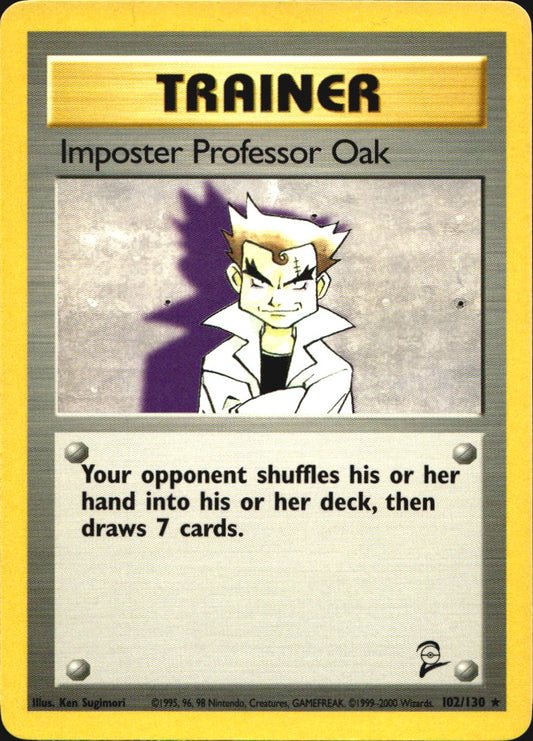 Imposter Professor Oak 102/130 Base Set 2 Rare Pokemon Near Mint