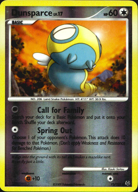 Dunsparce 73/127 Platinum Common Pokemon Reverse Holo Near Mint