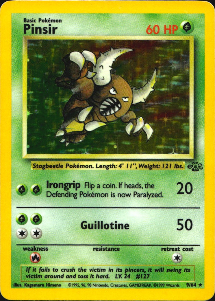 Pinsir 9/64 Rare Jungle Pokemon Unlimited Holo Lightly Played